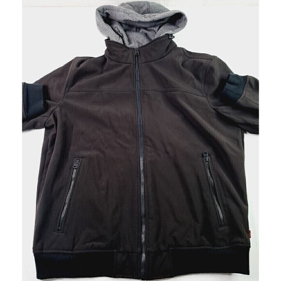 LEVIS Men's Hooded Softshell Full Zip Jacket Black Size Large - Picture 2 of 6